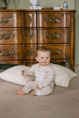 Emile et Rose Beige Teddy Bear Knitted Baby Romper With Matching Hat - Kristian
