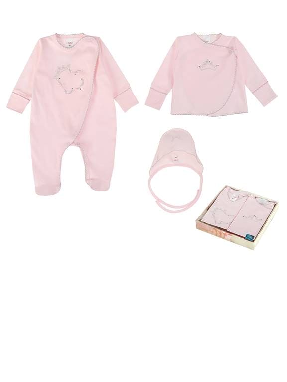 Sofija "CELESTIA" Pink Cotton 3 Piece Babygrow Set