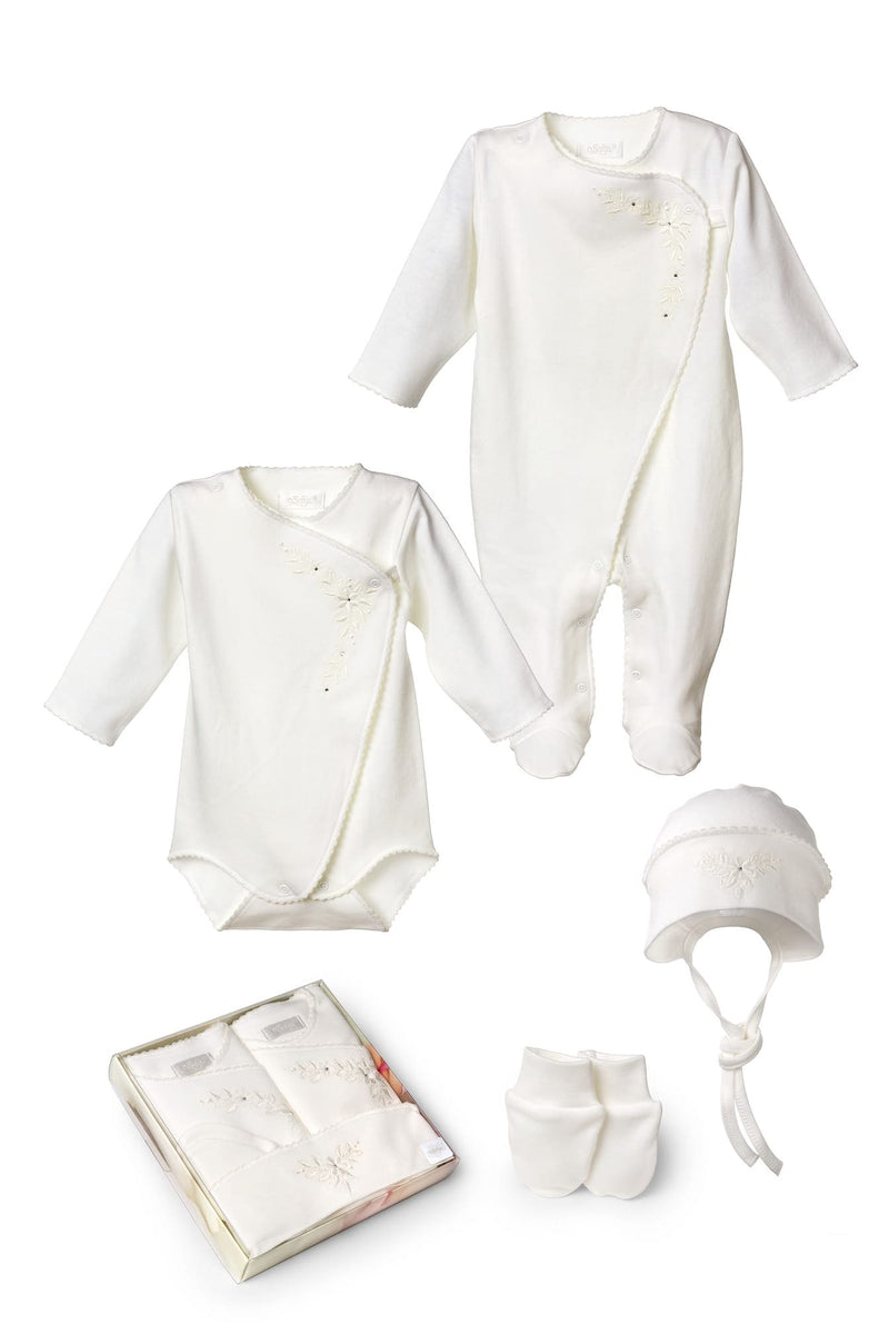 Sofija "AFRODYTA" Ivory Cotton 4 Piece Babygrow Set