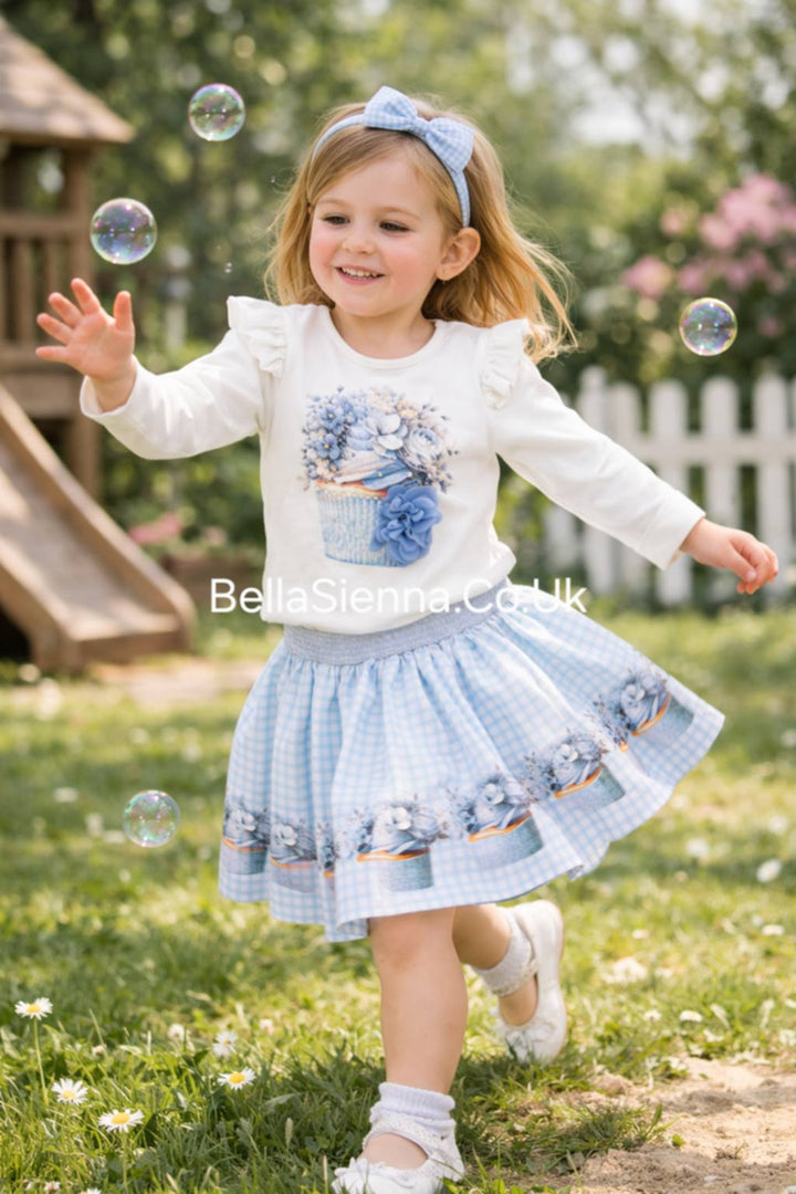 Neon Blue Skirt Set - "Lucia" 3788