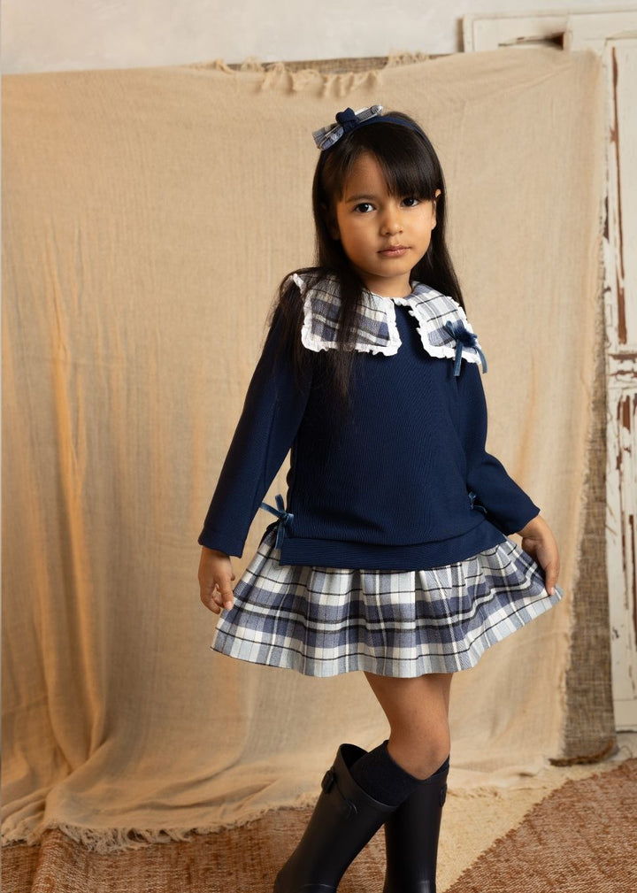 Cuka Navy Check Bow Hair Clip To match - 84291 & 84280