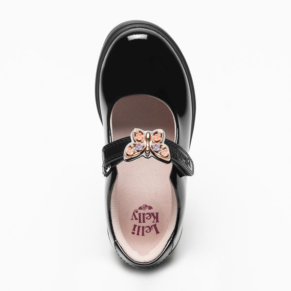 Lelli Kelly LK8915 (NE03) Lucy Butterfly Black Patent School Shoes