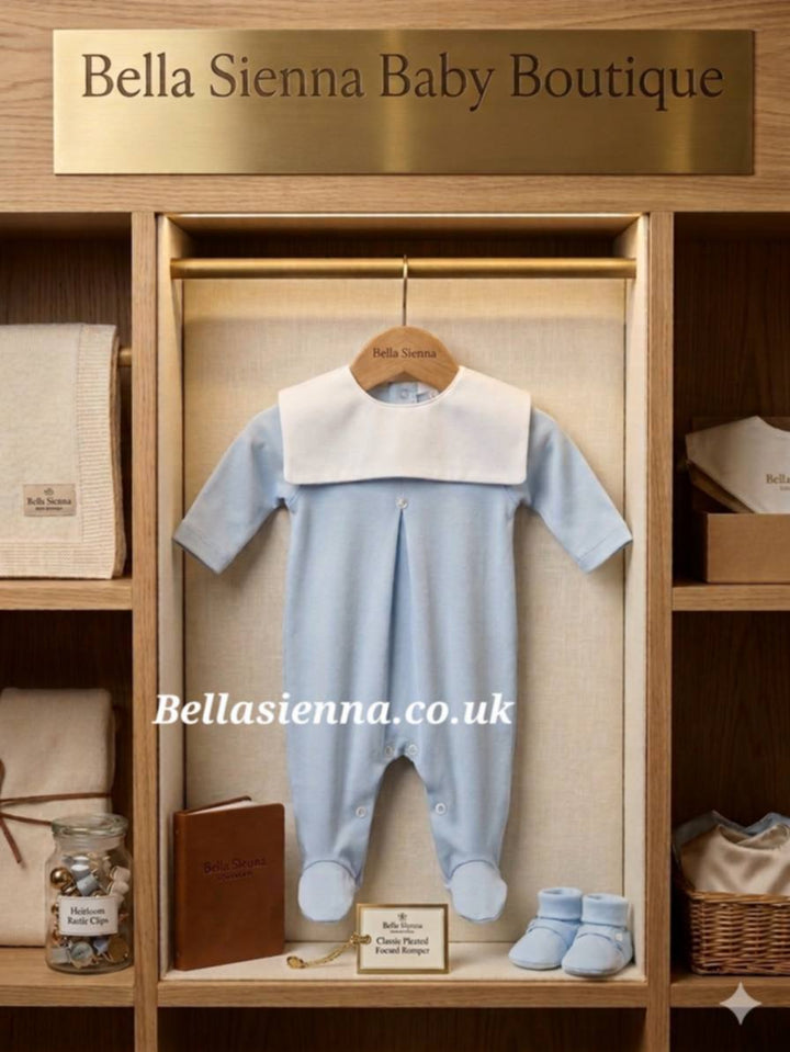 Baby Boys Blue & White All In One Babygrow - SG125