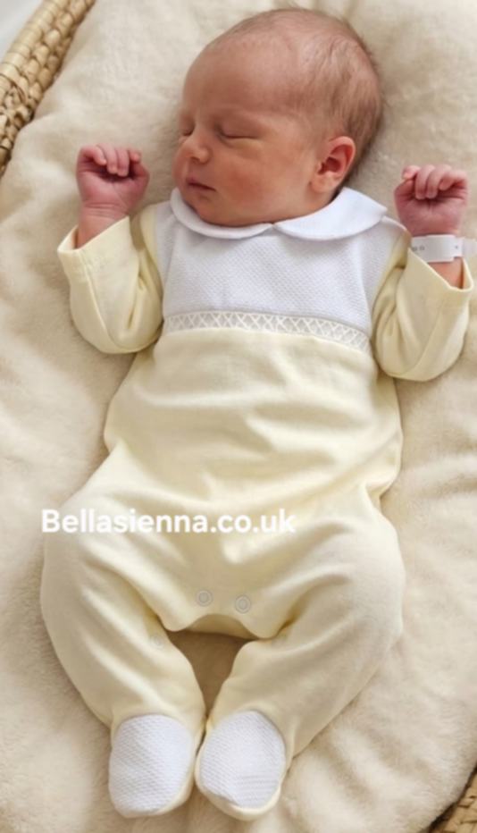 Lemon & White 100% Cotton Unisex Babygrow - SG171C - Sleepsuit