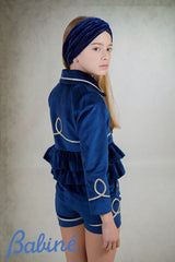 Babine Navy & Gold Velvet Beret - 2612939