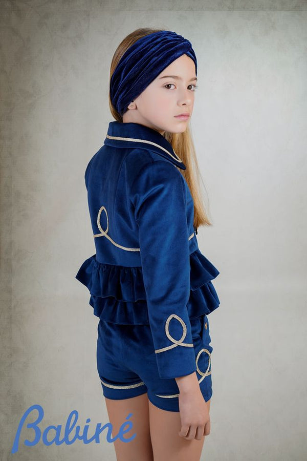 Babine Navy & Gold Velvet Beret - 2612939