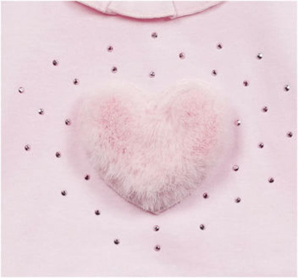 Mintini Pink All In One Fluffy Heart Babygrow - MB5536