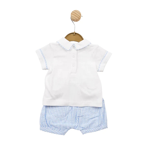 Mintini Boys Blue & White Gingham Top & Shorts Set - MB5766