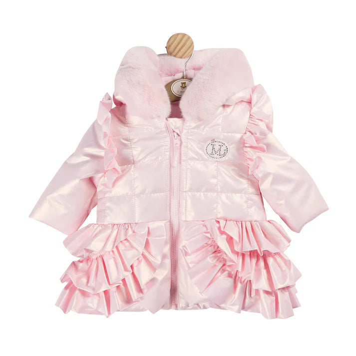 Mintini Girls Pink Coat With Diamante Logo - MB5933