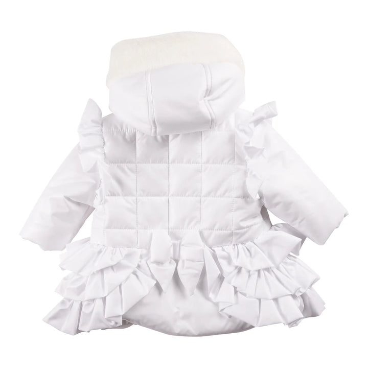 Mintini Girls White Coat With Diamante Logo - MB5946