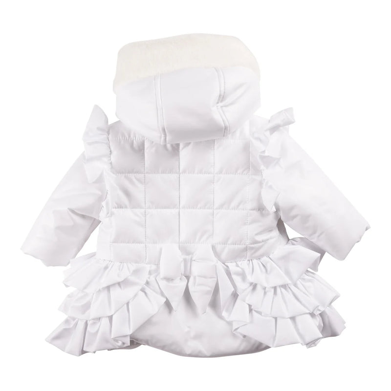 Mintini Girls White Coat With Diamante Logo - MB5946