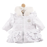 Mintini Girls White Coat With Diamante Logo - MB5946