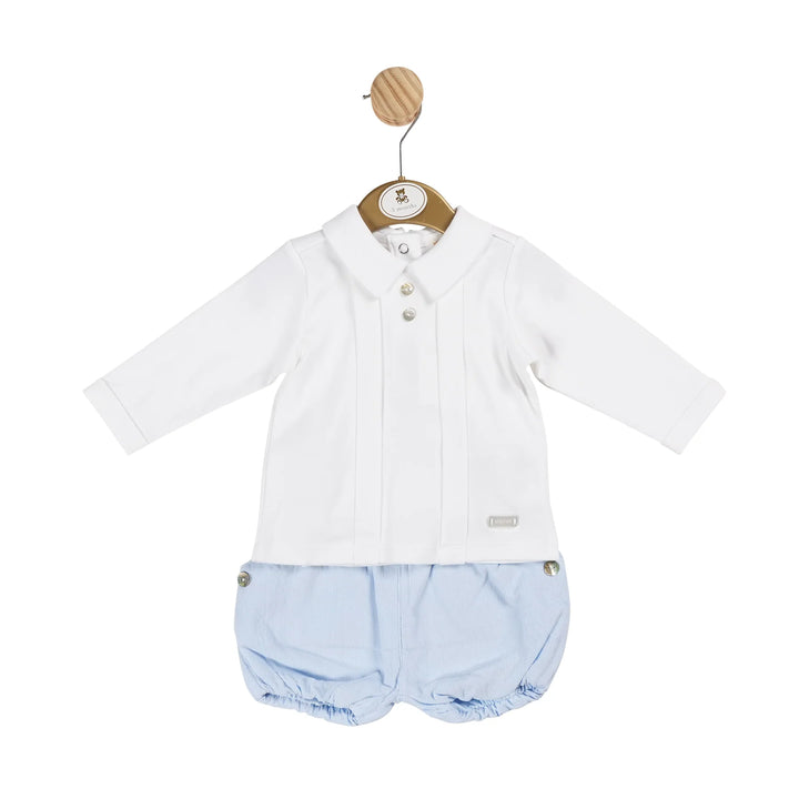 Mintini Pale Blue & White Top & Shorts Set - MB5998