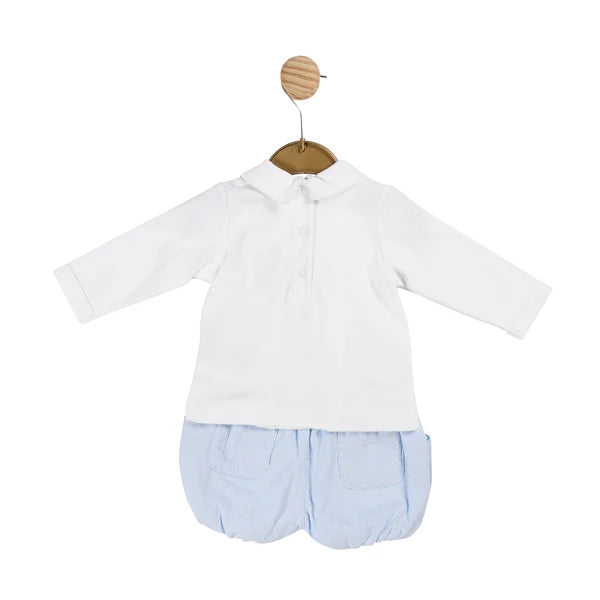 Mintini Pale Blue & White Top & Shorts Set - MB5998