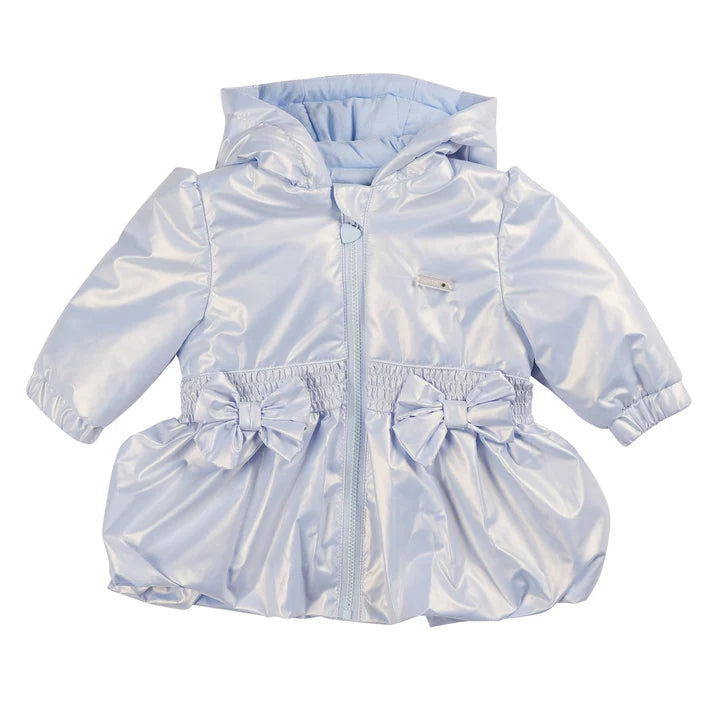 Beautiful Girls Pale Blue Pearl Spring Summer Coat/Jacket With Bow Detail - MB6233