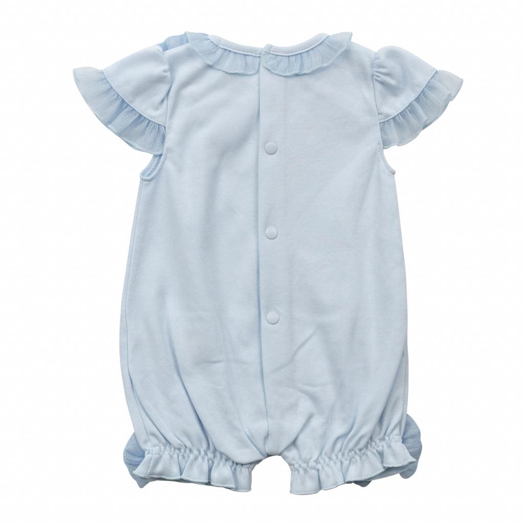 Beautiful Girls Blue Romper With Tulle Bow Detail - MB6493