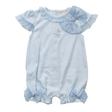 Beautiful Girls Blue Romper With Tulle Bow Detail - MB6493