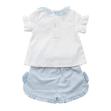 Beautiful Girls Blue Top & Shorts Set With Tulle Bow Detail - MB6498