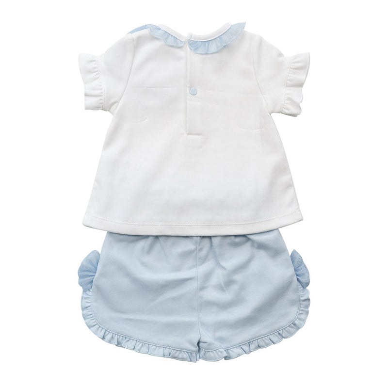 Beautiful Girls Blue Top & Shorts Set With Tulle Bow Detail - MB6498