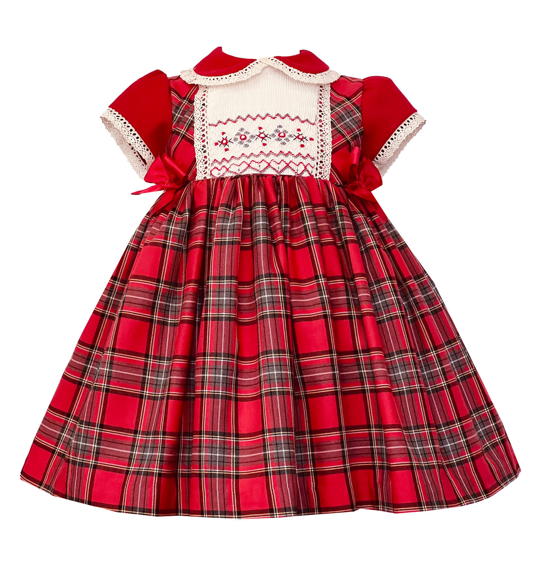 Pretty Originals Red Tartan Smocked Dress & Headband Set - MC01332