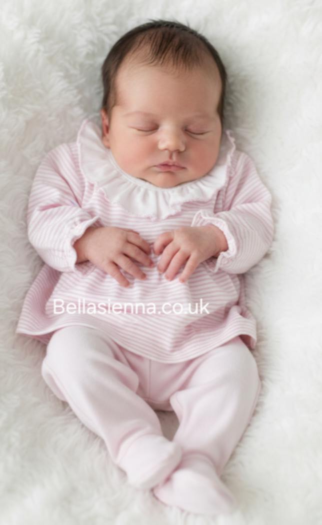 Girls Pink & White Striped Two Piece Set - MOD 114