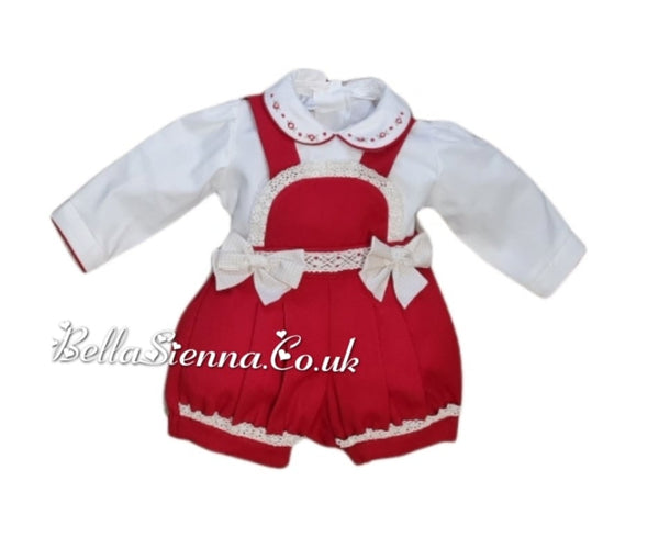 Pretty Originals Baby Girls Ivory And Red Three Piece Set MT00830