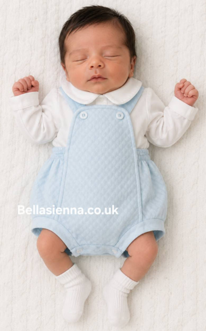 Pretty Originals Boys Blue & White Two Piece Romper Suit - MT02060