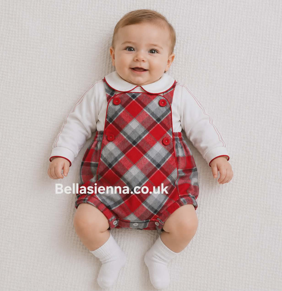 Pretty Originals Boys Red & Grey Tartan Two Piece Outfit - MT02252
