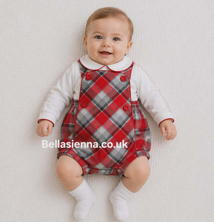 Pretty Originals Boys Red & Grey Tartan Two Piece Outfit - MT02252
