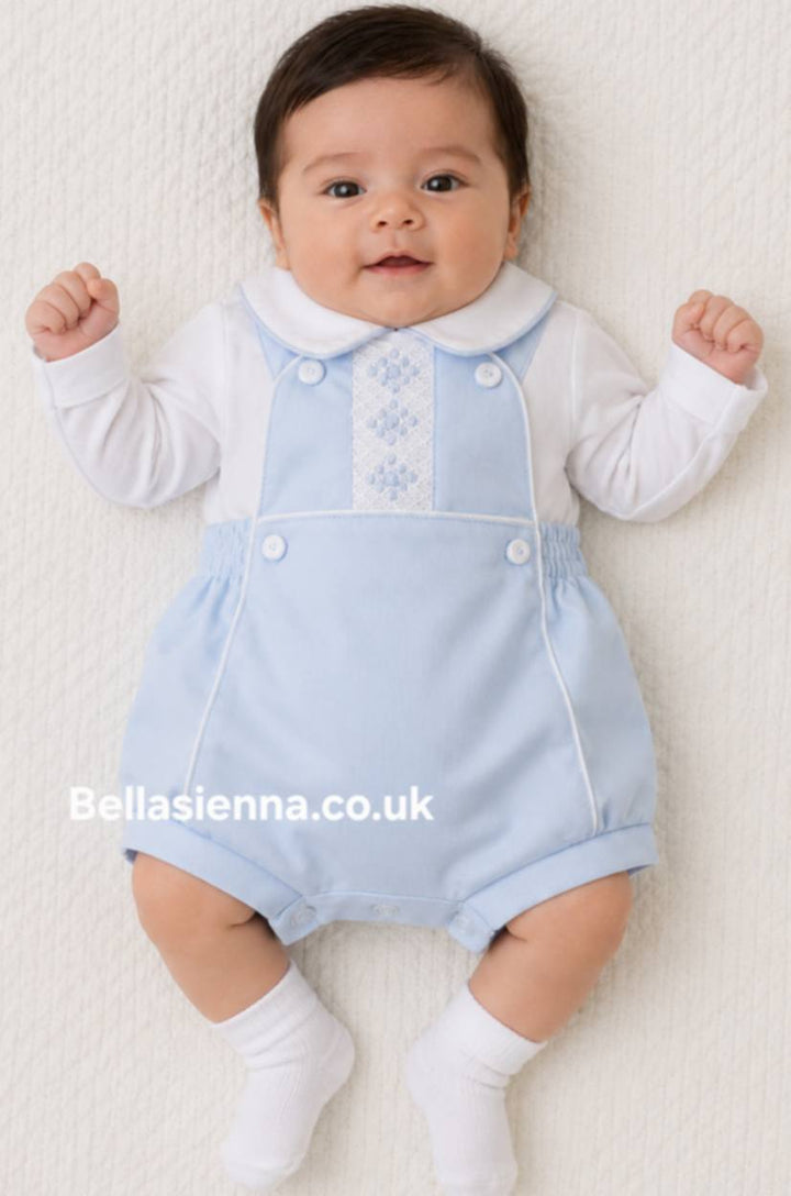 Pretty Originals Boys Blue & White Smocked Two Piece Set - MT02257