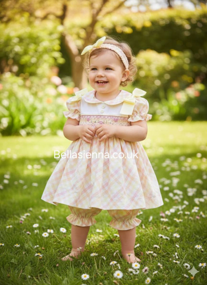 Pretty Originals Multicoloured Check Dress, Bloomers & Headband Set - MT02400