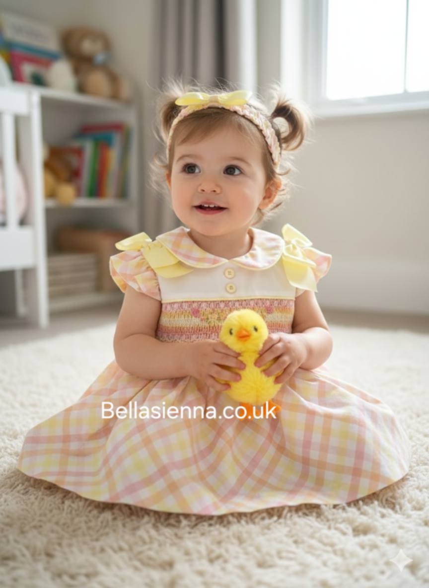 Pretty Originals Multicoloured Check Dress, Bloomers & Headband Set - MT02400