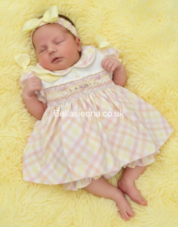 Pretty Originals Multicoloured Check Dress, Bloomers & Headband Set - MT02400