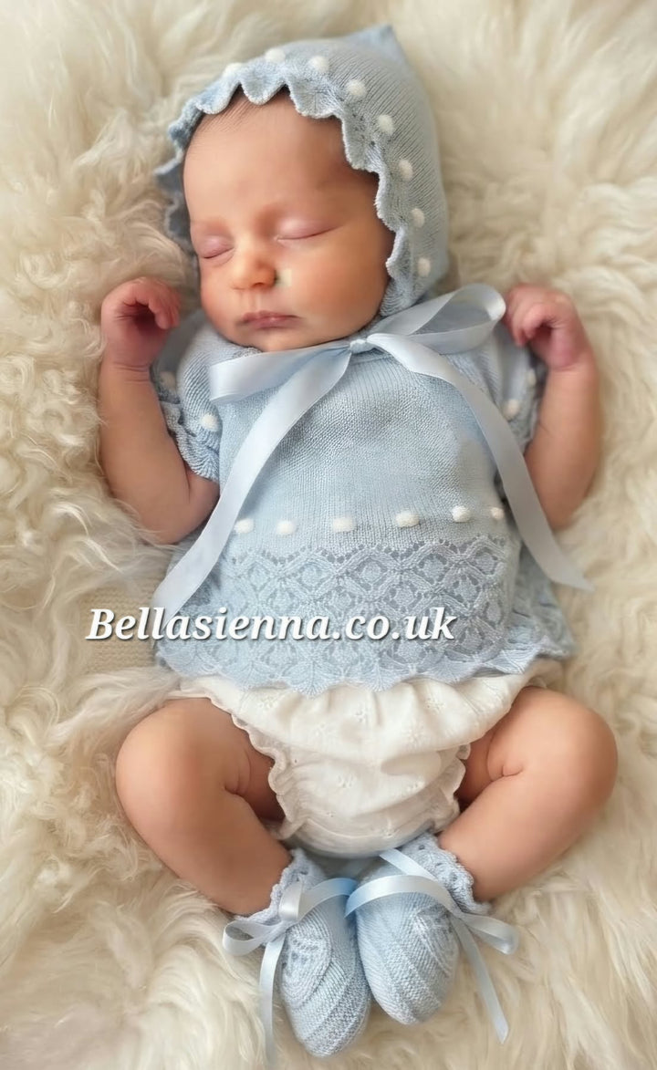 Mac Ilusion Four Piece Fine Knitted Outfit For Newborn Baby 7231 Blue
