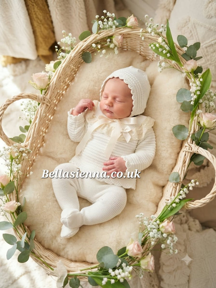 Mac ilusion Baby Girls Knitted Three Piece Set 8621 Ivory