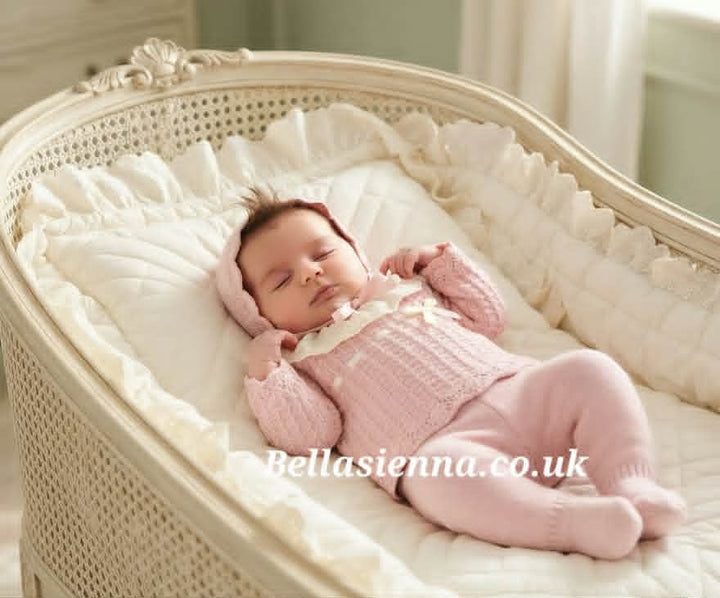 Mac ilusion Baby Girls Three Piece Vintage Pink Knitted Set With Cream - 9814 - VINTAGE