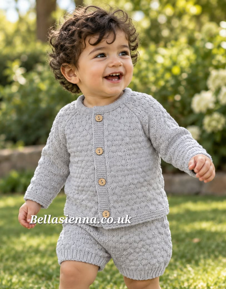 Mac ilusion Boys Grey Chunky Two Piece Knitted Set - Luna - 7835X