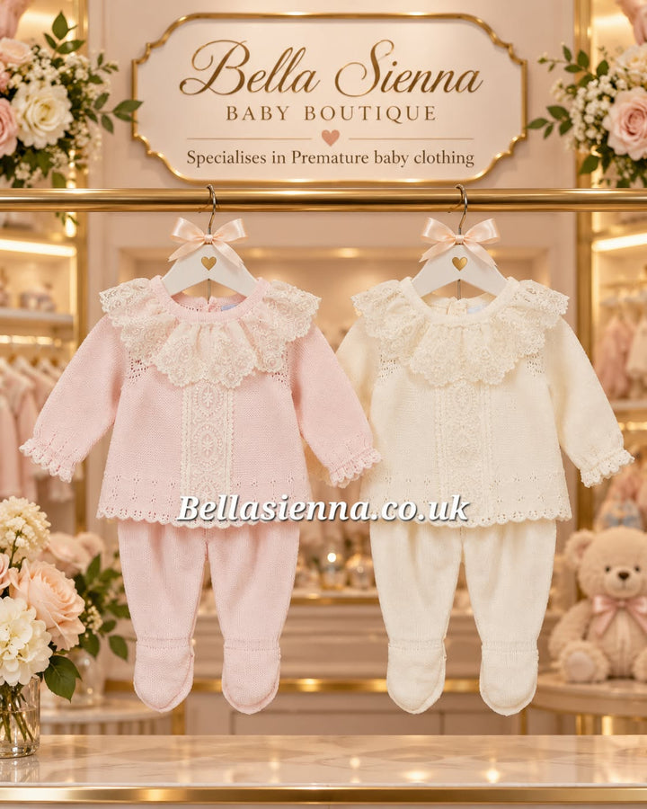 Mac ilusion Two Piece Knitted Top & Leggings Set With Lace Detail- 8816 - Rosa Pink