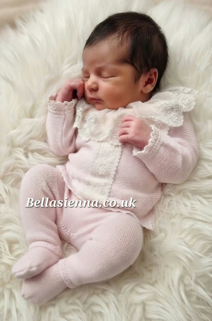 Mac ilusion Two Piece Knitted Top & Leggings Set With Lace Detail- 8816 - Rosa Pink