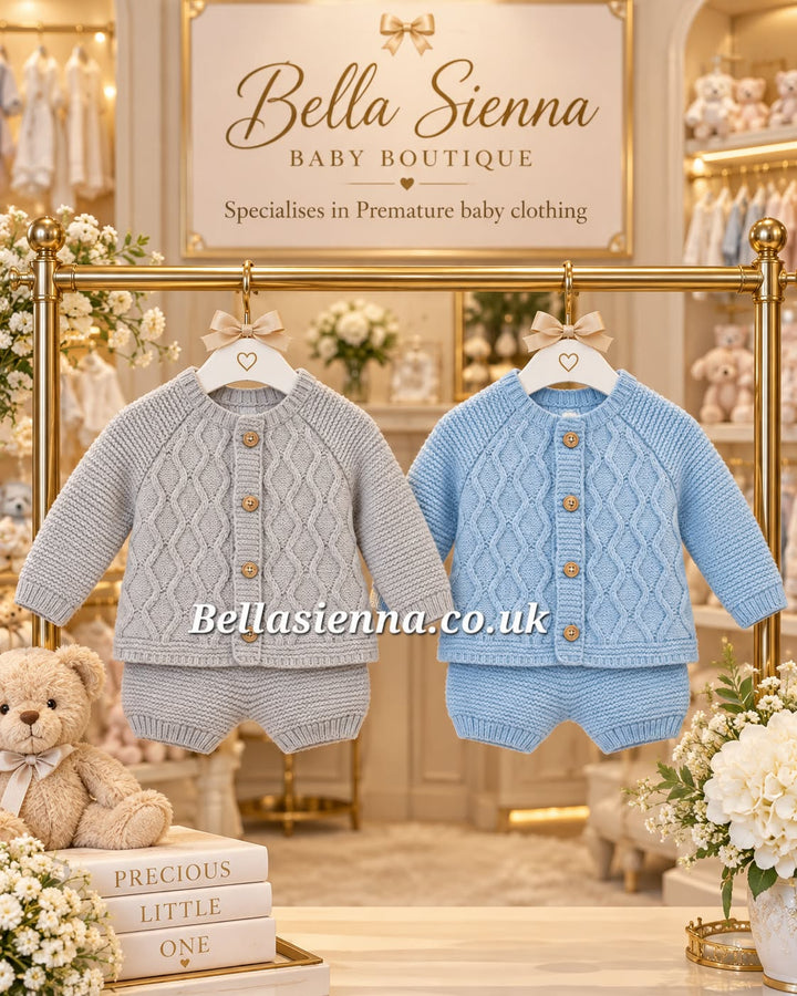 Mac ilusion Winter Baby Two Piece Knitted Outfit 8238X Grey