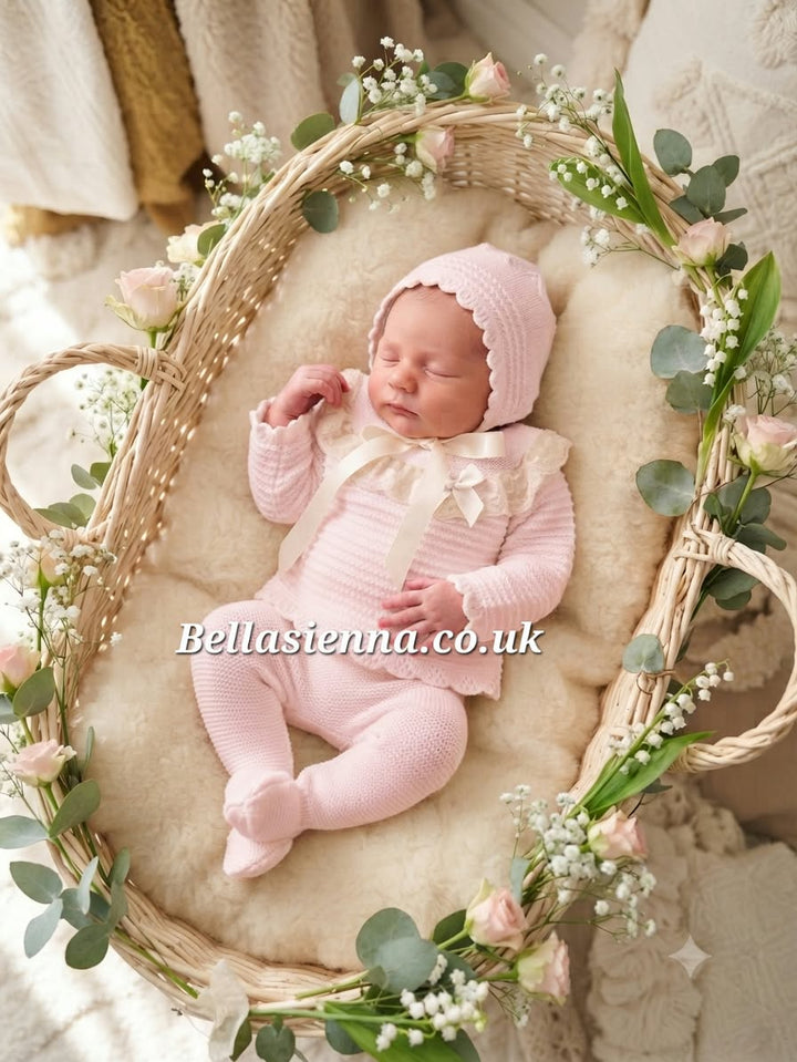 Mac ilusion Baby Girls Knitted Three Piece Set 8621 Pink