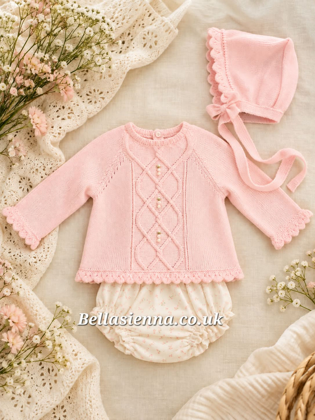 Mac ilusion baby/Newborn Three Piece Outfit For Baby Girl 7828 Pink