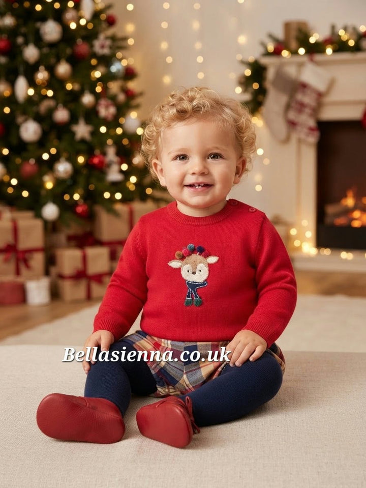 Mayoral Baby Boys Three Piece Christmas Reindeer Jumper, Shorts & Tights Set - 2265