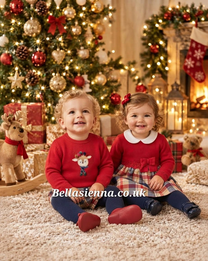 Mayoral Baby Boys Three Piece Christmas Reindeer Jumper, Shorts & Tights Set - 2265