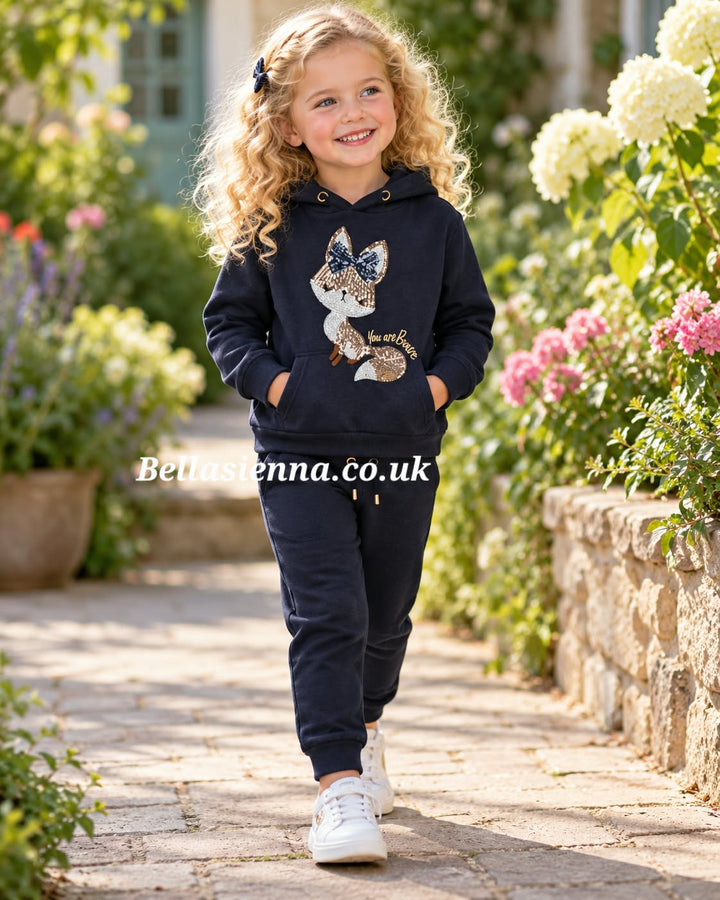Mayoral Appliqué sequin tracksuit for girl 4840 Navy Blue