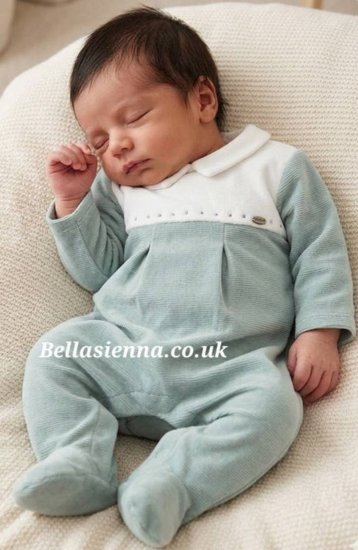Mayoral Baby Ivory And Green Soft to Touch Sleepsuit 2715