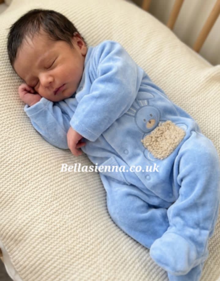Mayoral Baby Boys Velour Bunny Babygrow, All In One, Sleepsuit - 2719
