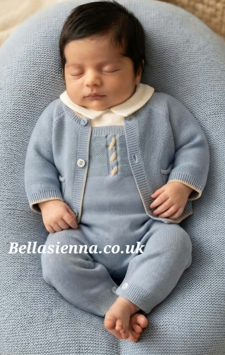 Mayoral Baby Boys 3 Piece Knitted Dungaree Set - 2621