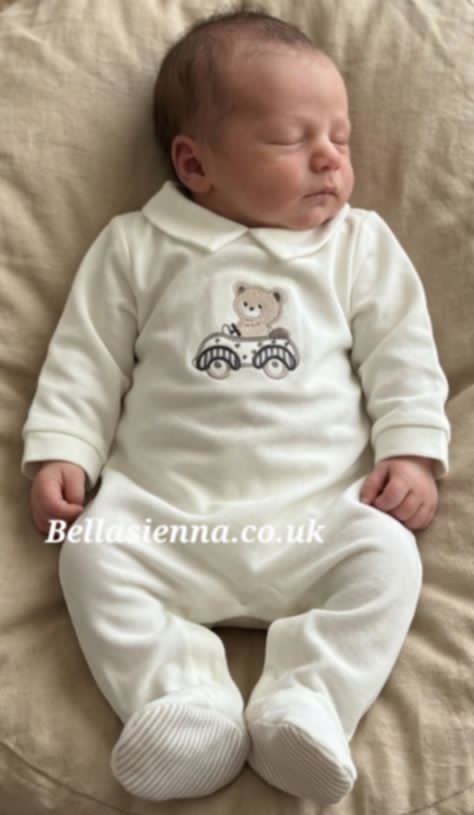 Mayoral Baby Boys Beige & Ivory Teddy Bear All In One Babygrow Sleepsuit - 1716