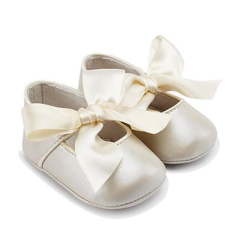 Mayoral Baby Cream Patent Pram Bow Shoes - 9091